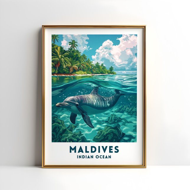 Maldives-Delfin-Reiseposter-Wandkunst Poster (Von Creator hochgeladen)