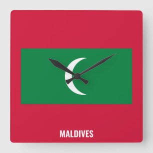 Maldives Flag Dazzling Patriotic Quadratische Wanduhr