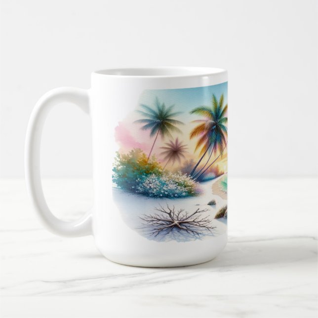 Maldives Luxus Sketch Wasserfarbe | Kaffeetasse (Links)