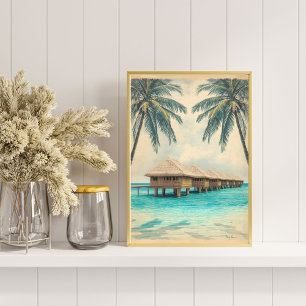 Maldives Mirage – Retro Lagoon Paradise Reise  Poster
