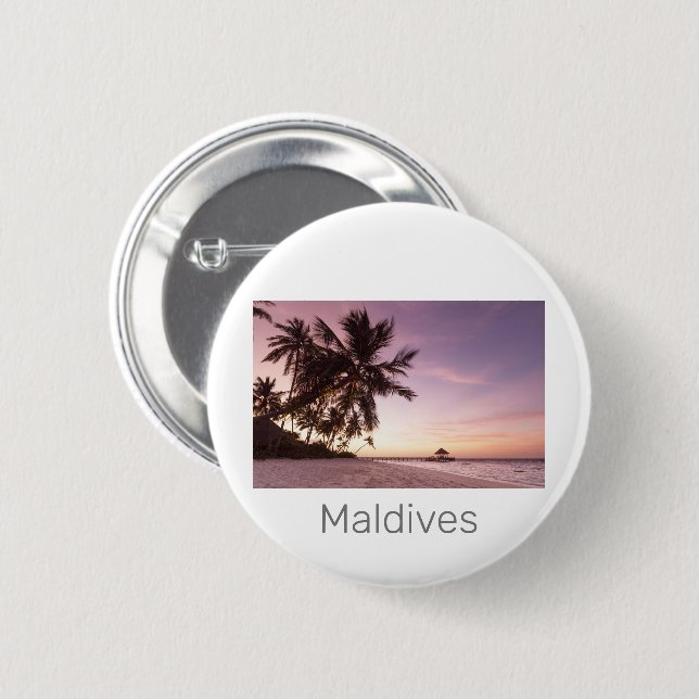 Maldives Ocean Indian Beach Sunset Island Souvenir Button (Vorne & Hinten)