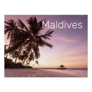 Maldives Ocean Indian Beach Sunset Island Souvenir Poster