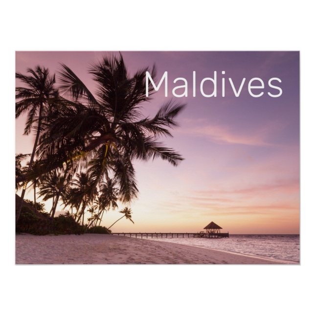 Maldives Ocean Indian Beach Sunset Island Souvenir Poster (Vorderseite)