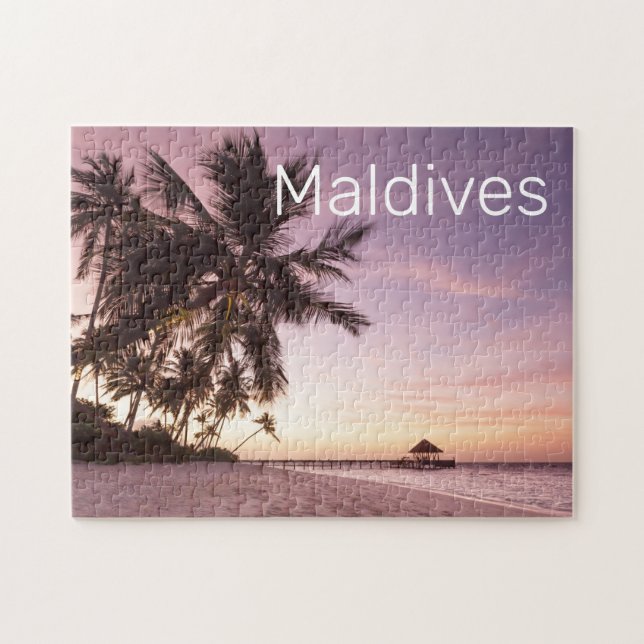 Maldives Ocean Indian Beach Sunset Island Souvenir Puzzle (Horizontal)