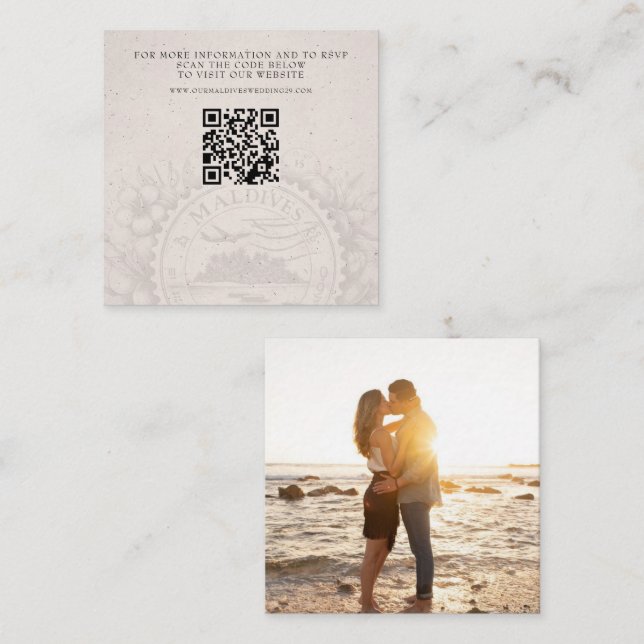 Maldives Passport Wedding QR Begleitkarte (Vorne/Hinten)