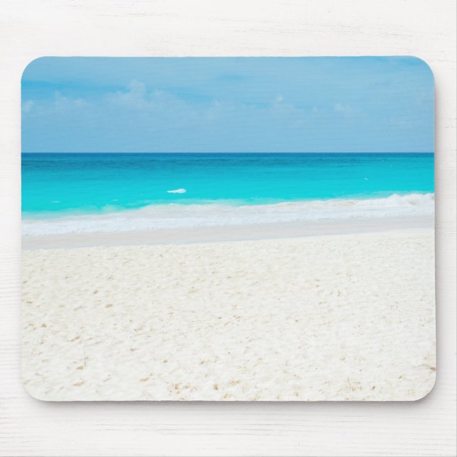 Maldives Sand Blue Sea Sky White Clouds Template Mousepad (Vorne)
