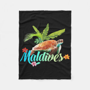 Maldives Sea Turtle Hibisken Island Geschenk Stran Fleecedecke