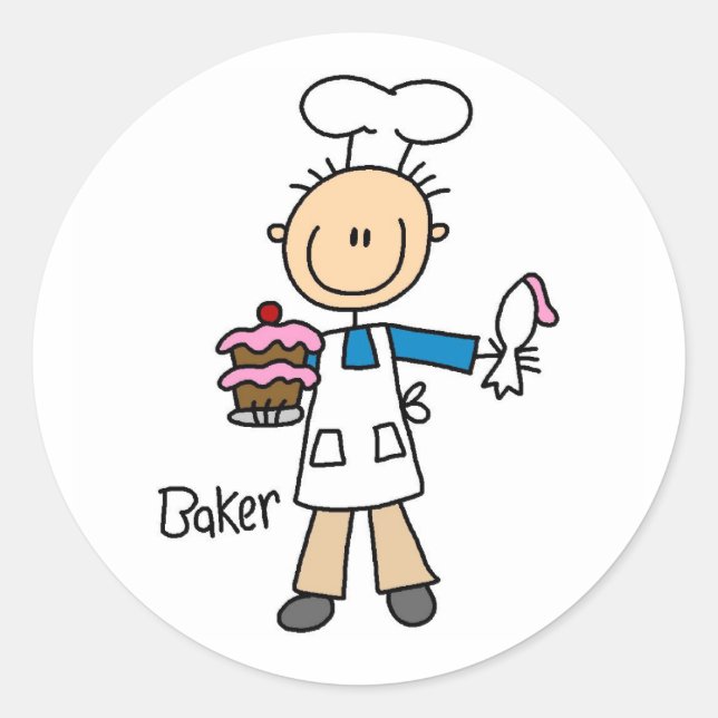 Male Baker Runder Aufkleber (Vorderseite)