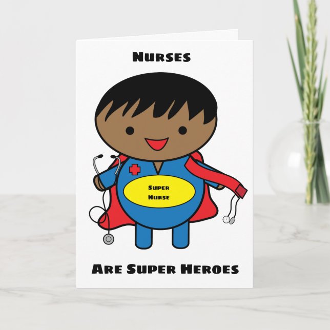 Male Black Nurses Super Hero Kawaii Personalize Karte (Vorderseite)
