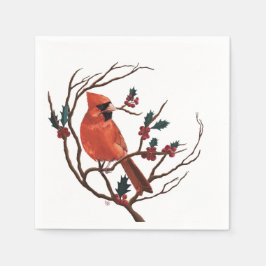 Male Cardinal Holiday Napkin Serviette