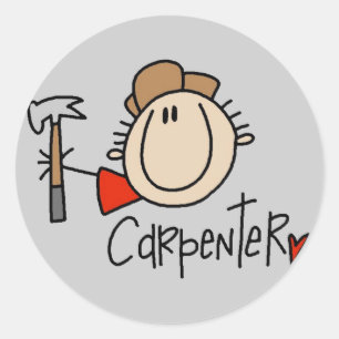 Male Carpenter Runder Aufkleber