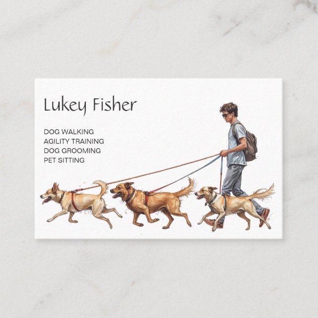 Male Dog Walker, Trainer, Obedience, Agility Visitenkarte (Vorderseite)
