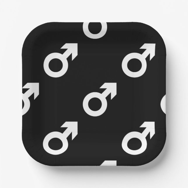 male gender symbol black white pappteller (Vorderseite)
