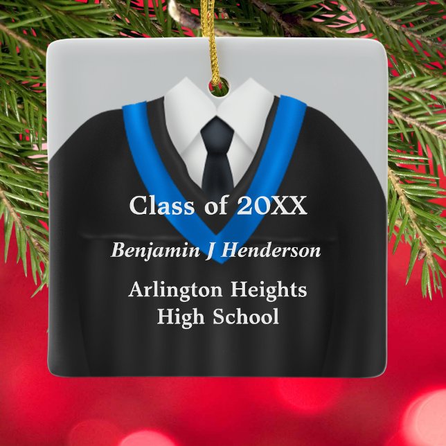 Male Grad Gown Black and Blue Ornament (Von Creator hochgeladen)
