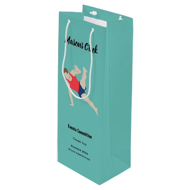 Male Gymnast Geschenktüte Für Weinflaschen (Vorderseite Schrägansicht)