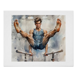 Male Gymnast on Parallel Bars,  Poster