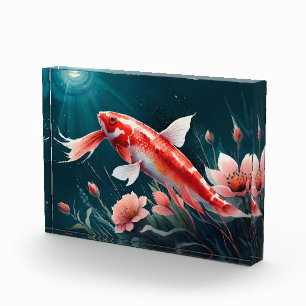 Male Koi Fish Zeichne japanischen Art Koi Fischtei Fotoblock