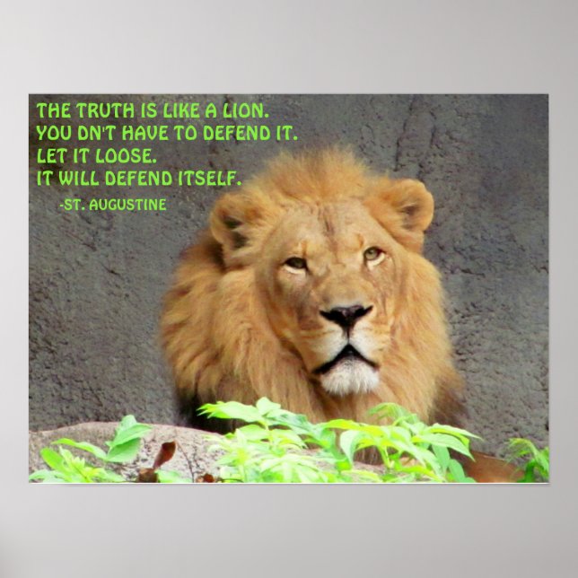 Male Lion St. Augustine Truth Zitat Poster (Vorne)
