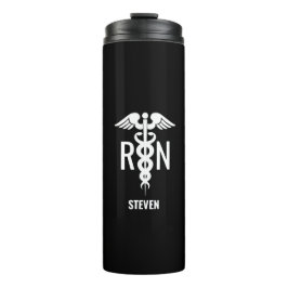Male Nurse RN Murse Schwarz-weiß Personalisiert Thermosbecher