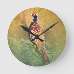 Male Pheasant Wall Clock Runde Wanduhr
