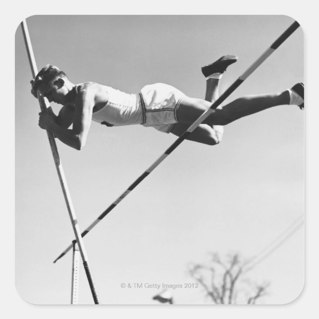 Male Pole Vaulter Quadratischer Aufkleber (Vorderseite)