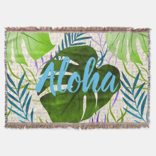 Maleah Monstera Tropisch Hawaiian Aquarell-Grün Decke