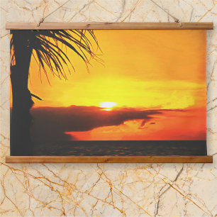 Malecon Sunset 2441 Wandteppich Mit Holzrahmen