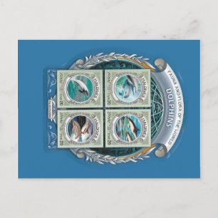 Malediven Briefmarke Delphine Postkarte