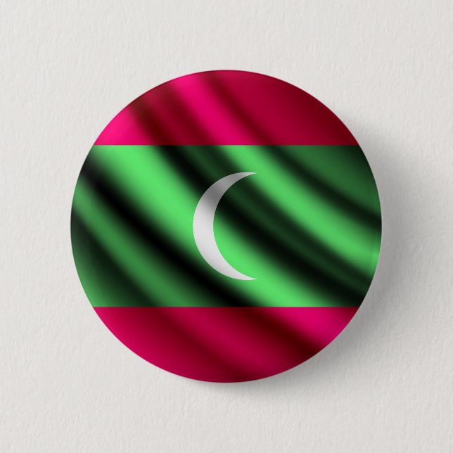 Malediven, die Flagge pinback Knopf wellenartig Button (Vorderseite)