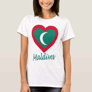 Malediven Flag Herz T-Shirt
