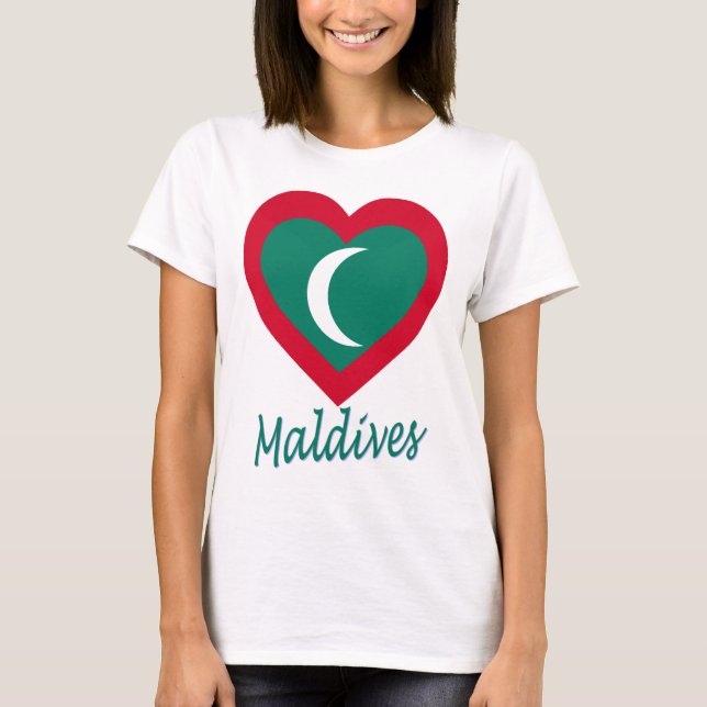 Malediven Flag Herz T-Shirt (Vorderseite)