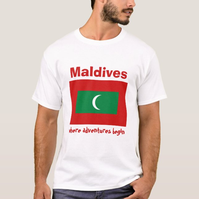 Malediven-Flagge + Karte + Text-T - Shirt (Vorderseite)