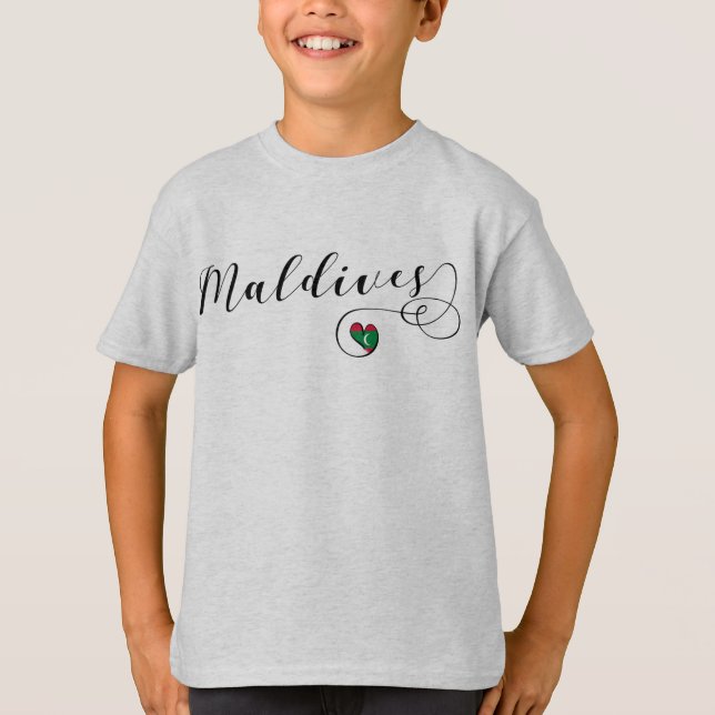 Malediven Flaggenherz, Malediven T-Shirt (Vorderseite)