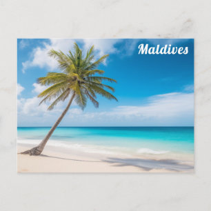 Malediven Insel Ozean Strand Palmenbaum Reise Postkarte
