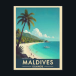 Malediven Inseln Vintag Beach Travel Postkarte<br><div class="desc">Jeder würde Liebe haben, diese Vintage Reise-Postkarte mit einer Retro-Abbildung eines tropischen Ozeanstrands auf den Malediven zu erhalten!</div>