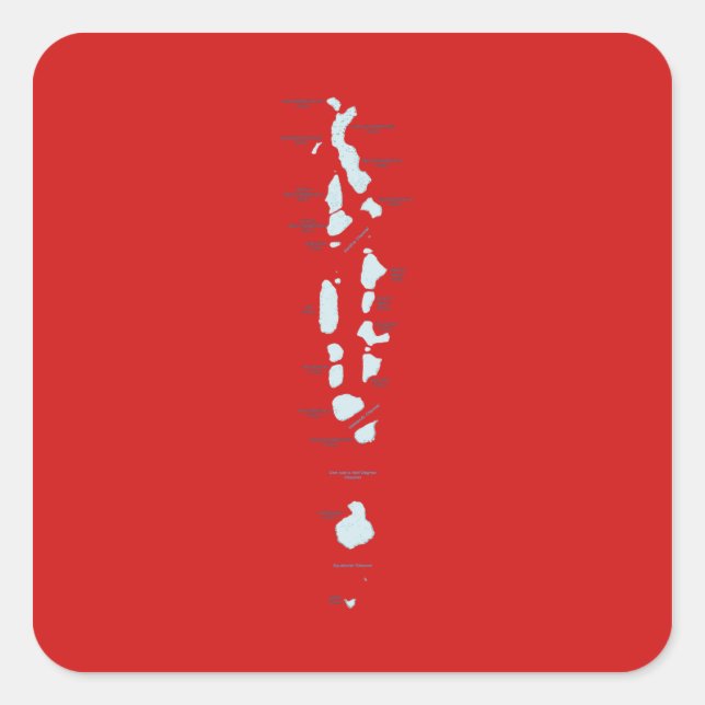 Malediven-Kartenaufkleber Quadratischer Aufkleber (Vorderseite)