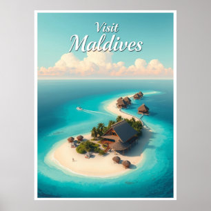 Malediven – Korallenatoll im Vintage-Stil Poster