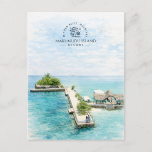 Malediven Makunudu Island Resort Elegant Postkarte