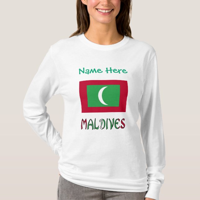 Malediven Malediven Flag Grüne Persönlichkeit T-Shirt (Vorderseite)