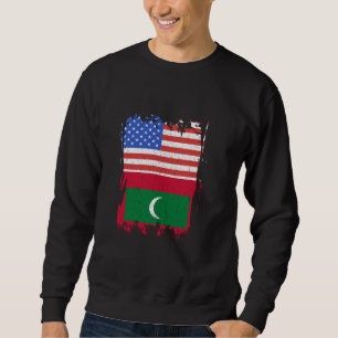 Malediven Maledivische Flagge USA Amerika Herz Mal Sweatshirt