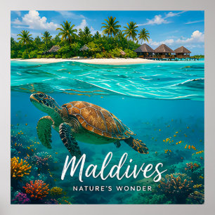 🧲 Malediven Meeresschildkröte Ozean Abenteuer 🐢 Poster