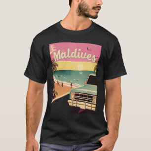 Malediven Retro-Strandurlaub Souvenir Malediven Su T-Shirt