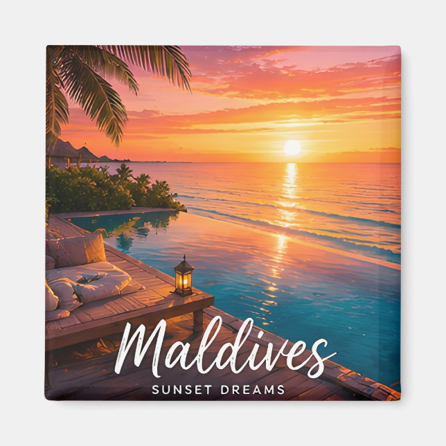 🧲 Malediven-Sonnenuntergangsflucht-Reiseerinnerun Magnet (Vorne)