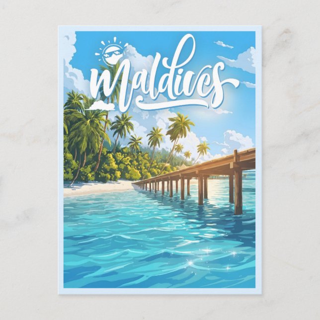 Malediven Strand Postkarte (Vorderseite)