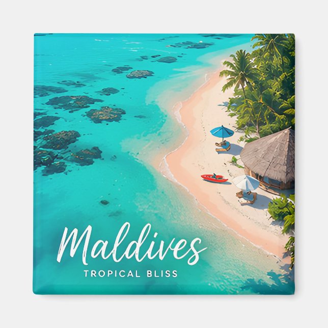 🧲 Malediven-Tropenstrand-Urlaubserinnerung 🌴 Magnet (Vorne)