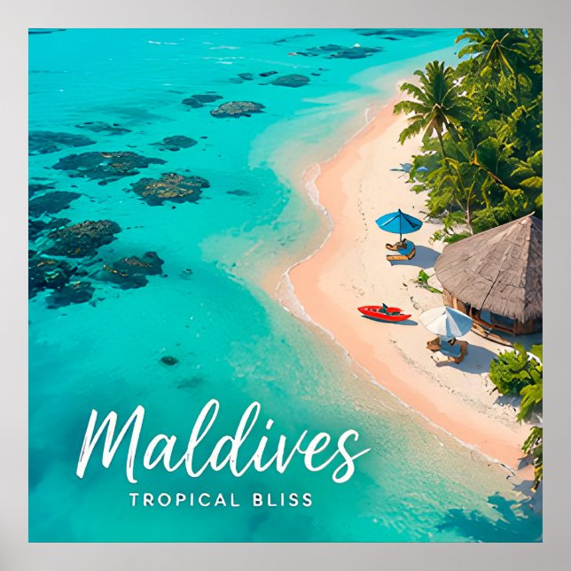 🧲 Malediven-Tropenstrand-Urlaubserinnerung 🌴 Poster (Vorne)