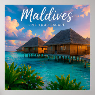 🧲 Malediven-Überwasser-Villa-Reiseerinnerung 🏝️ Poster