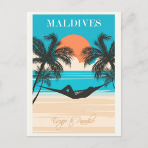 Malediven Vintag Beach Travel Postkarte
