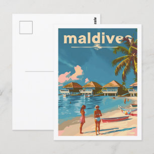 Malediven Vintage berühmter Reiseort Postkarte