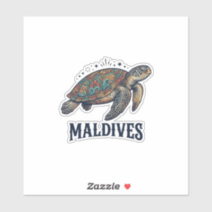 Malediven Vintage Meeresschildkröte Reise-Shirt De Aufkleber